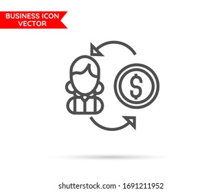Women with dollar Business line icon 10 eps. Flat design.