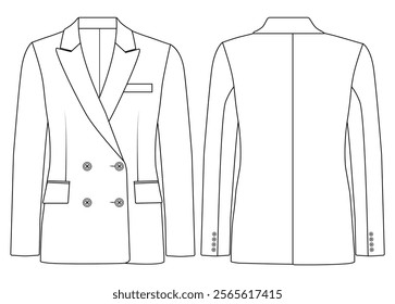 women double-breasted blazer vector design illustration design