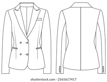 women double-breasted blazer vector design illustration design