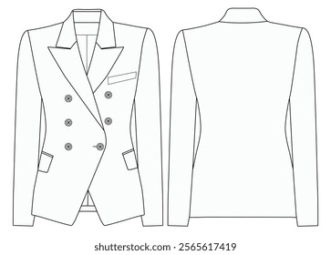 women double-breasted blazer vector design illustration design