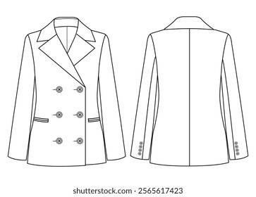 women double-breasted blazer vector design illustration design