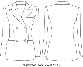 women double-breasted blazer vector design illustration design	