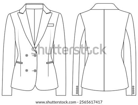 women double-breasted blazer vector design illustration design