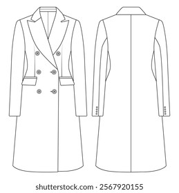 women double-breasted long blazer vector design illustration design