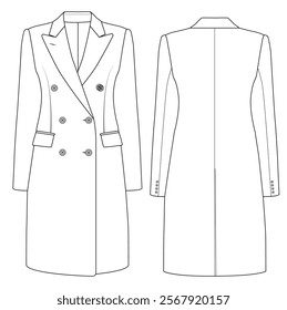 women double-breasted long blazer vector design illustration design