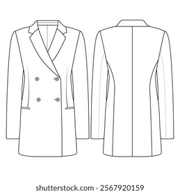 women double-breasted long blazer vector design illustration design