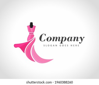 women dress beauty fashion shop logo design illustration