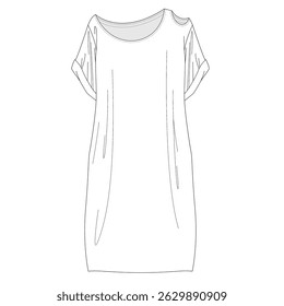 women dress drawing. fashion technical drawing and more