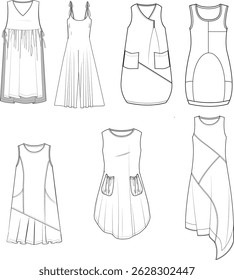 mulheres vestido desenhos. moda desenhos de cartão e muito mais