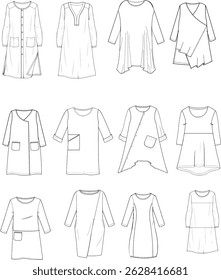 women dress drawings. fashion cad drawings and more