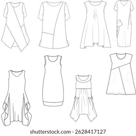 women dress drawings. fashion cad drawings and more