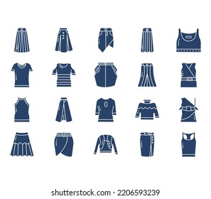Women Dress and fashion icon set