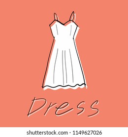 Women dress Free hand drawn Vector in minimal style