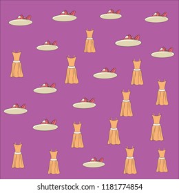 Women dress and hat Pattern background