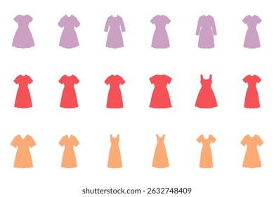 Women Dress Icon Set Design