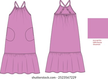 mulheres vestido mock-up com pantone de cor para fabricação 