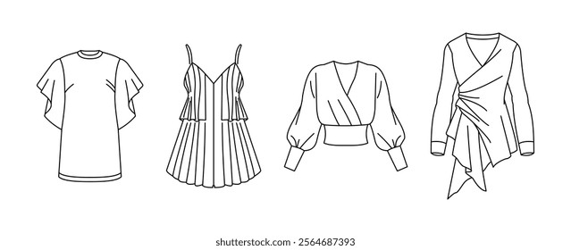 women dress outline vector design