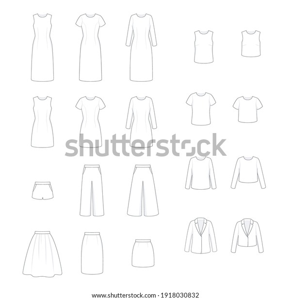 Women Dress Pattern Outline Doodle Vector Stock Vector (Royalty Free ...