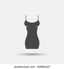 Women dress sign icon. Intimates and sleeps symbol. Flat women dress web icon on white background. Vector