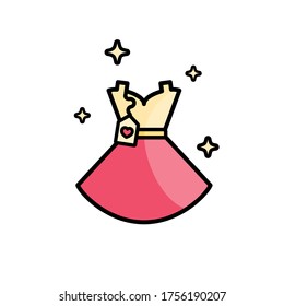 Women dress with a tag. Shopping. Footwear. Fashion. Objects. Vector on isolated white background. Eps 10 vector.