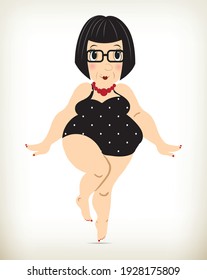 Women dressed in swimsuits standing in row. Female cartoon character. Body positive movement and beauty diversity. Vector illustration.