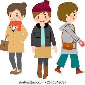 Women dressed in winter clothes