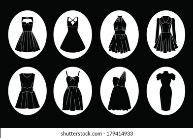 Women dresses icon set