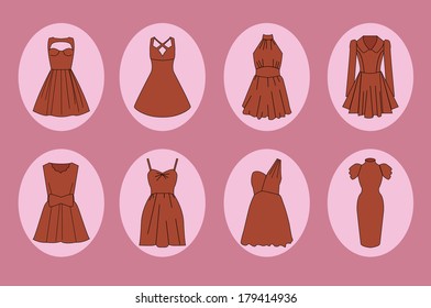 Women dresses icon set