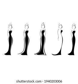 women in dresses ,vector illustration