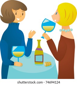women drink white wine