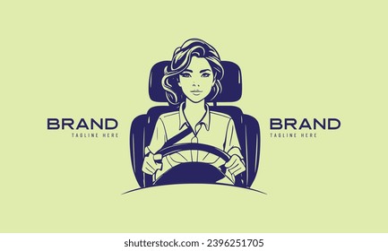 Logo de mujeres conductoras para marcas de negocios de transporte