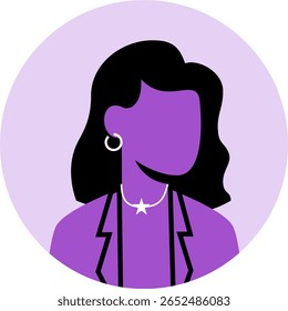 mulheres com brincos e ícone de colar avatar em avatar negócio roxo conta profissional
