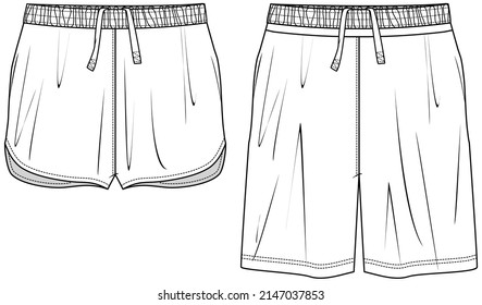 sport shorts design template men's active wear short pants fashion flat  sketch vector illustration. Stock Vector | Adobe Stock