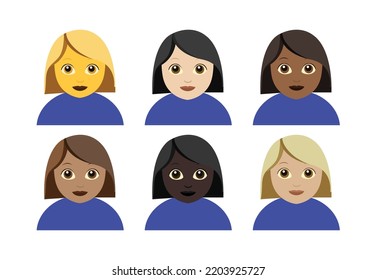 Women emoji vector skintone blue shirt illustration