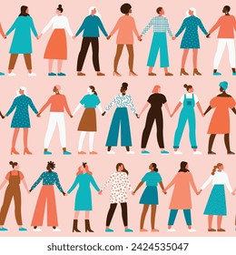 Women empower women feminist illustration collection. International womens day 8 of march graphic in vector.