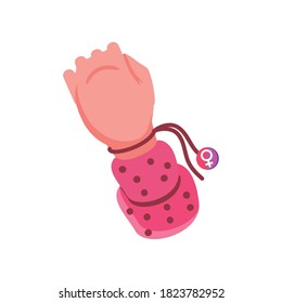 Women empowerment fist. Detailed icon design for international movement theme. Vector illustration.