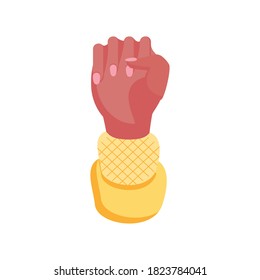 women empowerment fist. Detailed style icon design for female power feminism and rights theme. Vector illustration.