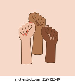 Women Empowerment Fists Vector Illustration. International Women's Day Concept. 