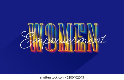 Women Empowerment Font On Blue Background.