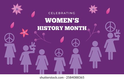 Women empowerment movement pattern. women's history month banner graphic in vector typography poster with handwritten calligraphy text, Vector illustration.