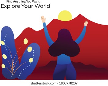 Women Enjoy holiday on the mountain view