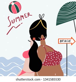 Women enjoying the summertime vector