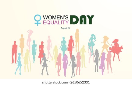 Women Equality Day Banner with Symbolic Balance and silhuoettes