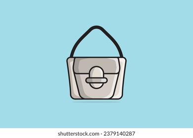 Women Evening Party bag or purse vector illustration. Beauty fashion objects icon concept. Girls fashion purse vector design isolated on blue background.