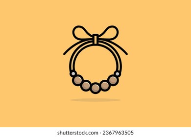 Ilustración vectorial del collar de la fiesta de la noche de las mujeres. Concepto de icono de objetos de moda de belleza. Diseño vectorial de collar de moda femenina aislado en el fondo naranja.