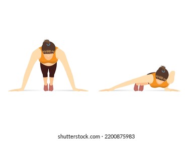 Women exercise with an Archer Push Ups pose. The workout targets the abdominals, quadriceps, and shoulder muscles.