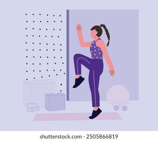 Women exercise at home illustration and vector design.