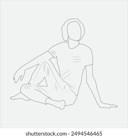 Women exercise line art isulated on white background