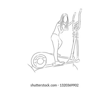 Women are exercising on a blender.drawing with line-art on white backgrounds.vector illustration.