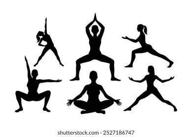 Women exercising silhouette vector illustration